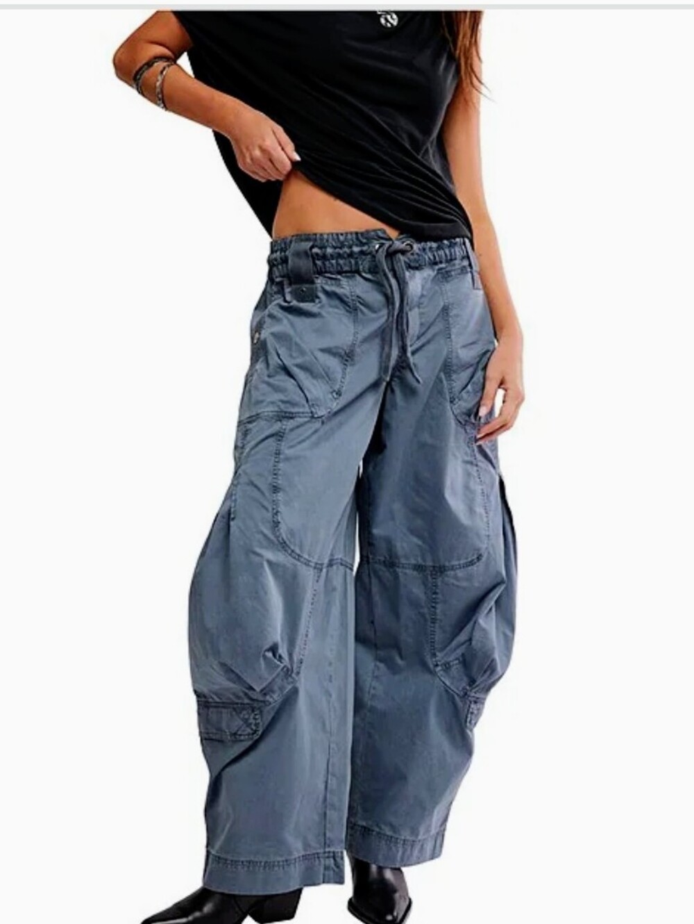 Free People Onset Mid Rise Parachute Cargo Pants